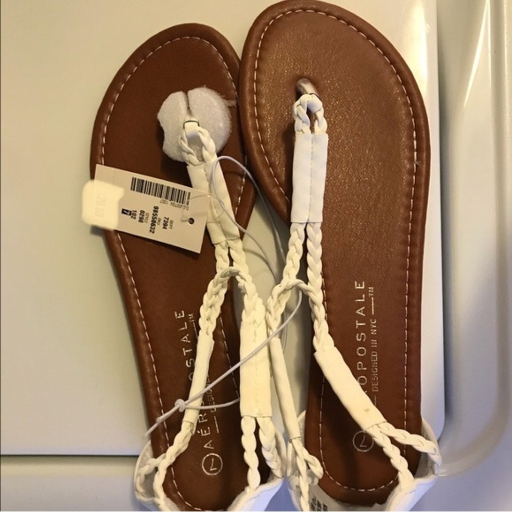Aeropostale White Strap Flat Adjustable Buckle Sandals Women’s Size 7 NWT